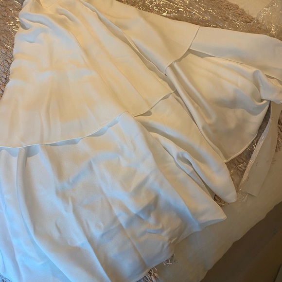 PatBo Ruffle Maxi Dress White Bridal Shower Engagement Party Wedding Size 2 - Picture 10 of 13